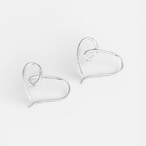 Sterling Silver Line Twist Heart Shaped Hook Earrings